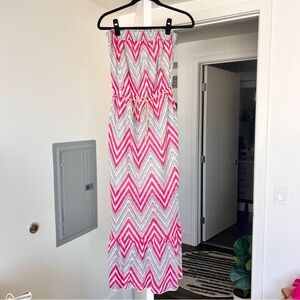 Speechless Pink and White Zigzag Maxi Skirt- M